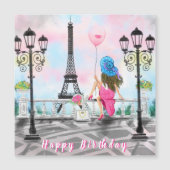 Femme À Paris Carte Anniversaire Magnet Tour Eiffe (Devant)