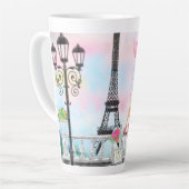 Femme À Paris Latte Mug Tour Eiffel Cadeau (Angle gauche)