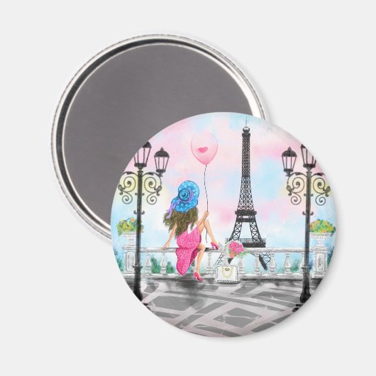 Femme À Paris Magnet Tour Eiffel Cadeau (Recto/Verso)