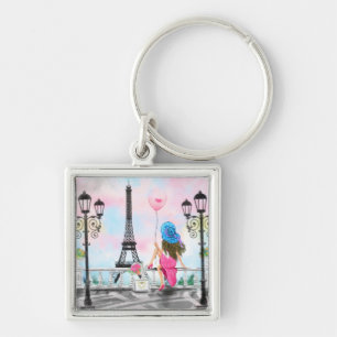 Femme à Paris Porte-Clés Tour Eiffel Cadeau