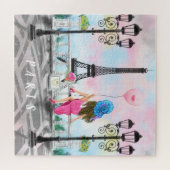Femme à Paris Puzzle avec Tour Eiffel (Horizontal)