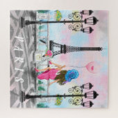 Femme à Paris Puzzle cadeau avec la tour Eiffel (Horizontal)