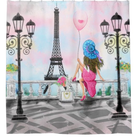 Femme À Paris Rideau De Douche (Devant)