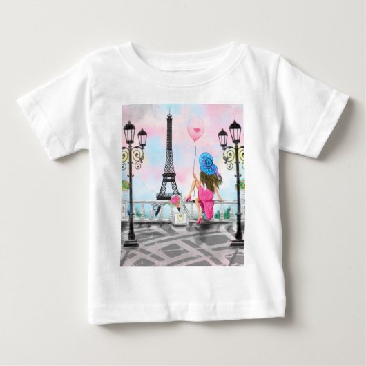 Femme À Paris T-Shirt Bébé - Tour Eiffel (Devant)