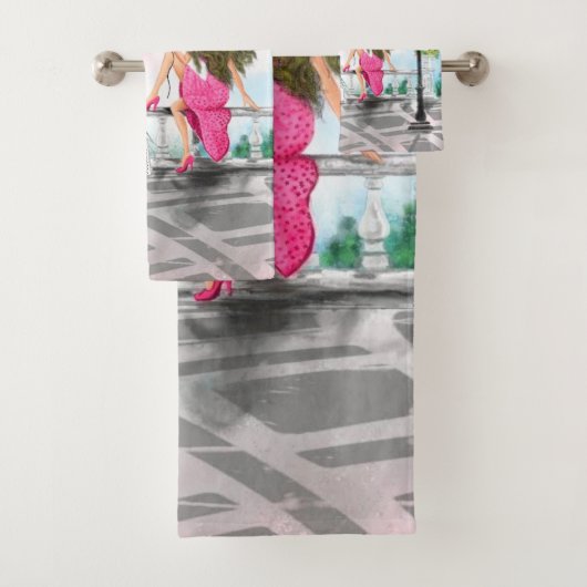 Femme à Paris Tour Eiffel Ensemble de serviettes d (En situation)