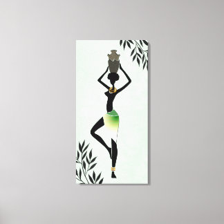 Femme africaine avec Jug Silhouette 2 toile Imprim