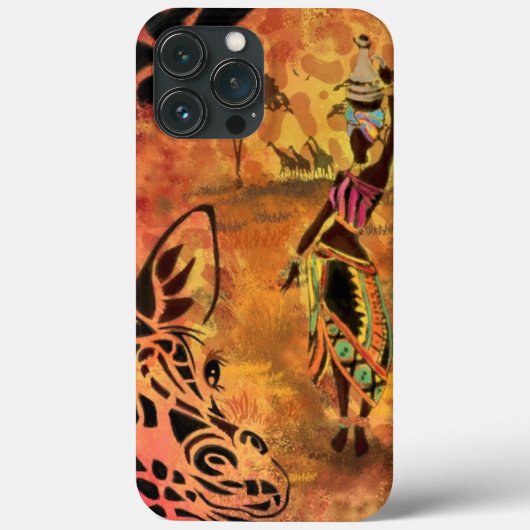 Femme africaine et coque iphone de girafe (Verso)