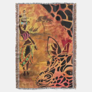 Femme africaine et Giraffe Jeu de couverture