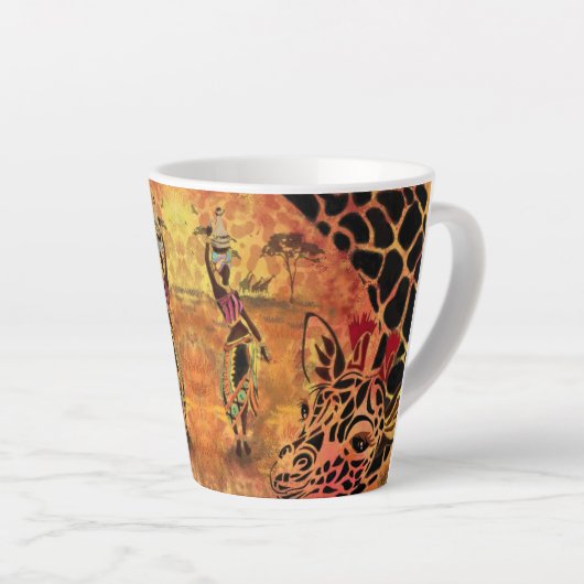 Femme africaine et Giraffe Latte Mug (Angle droit)