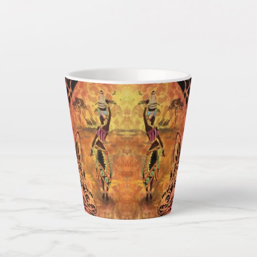 Femme africaine et Giraffe Latte Mug (Devant)