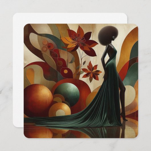 Femme afro-américaine carte de remerciements Abstr (Devant / Derrière)