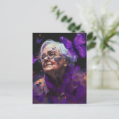 Femme Âgée Avec Papillons Carte Postale (Debout devant)