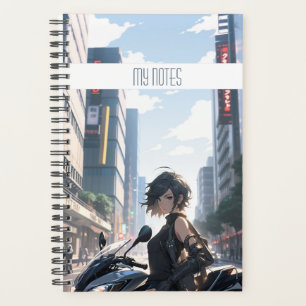 Femme Anime à vélo centre-ville