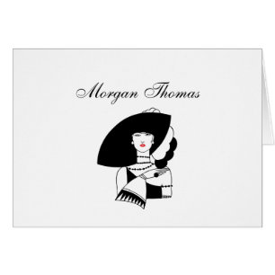 Femme Art Déco au grand chapeau gants RL