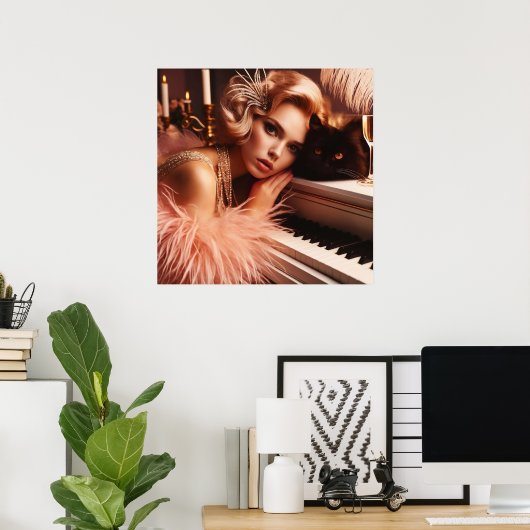 femme art déco rétro vintage (Bureau à domicile)