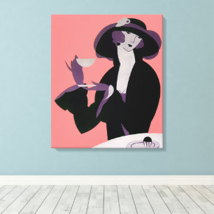 Femme Art Déco Vintage, Thé de l'après-midi et Gât