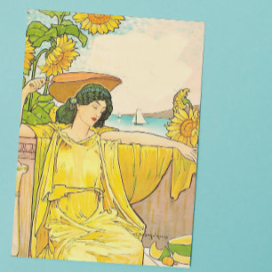 Femme Art Nouveau avec tournesols 