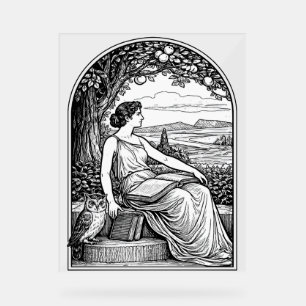 Femme Art Nouveau lisant sous un arbre d'époque