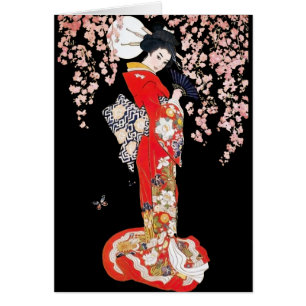 Femme asiatique avec la nuit de fleurs de cerisier