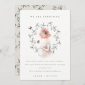 Femme attentive Mignonne Foliage Bébé Faire-part (Devant / Derrière)