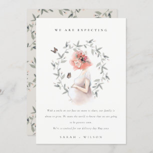 Femme attentive Mignonne Foliage Bébé Faire-part