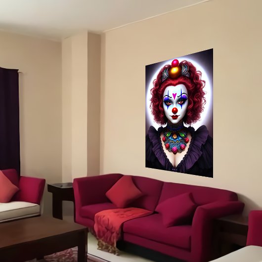 Femme aux cheveux rouges Clown | AI Art Poster