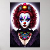 Femme aux cheveux rouges Clown | AI Art Poster (Devant)
