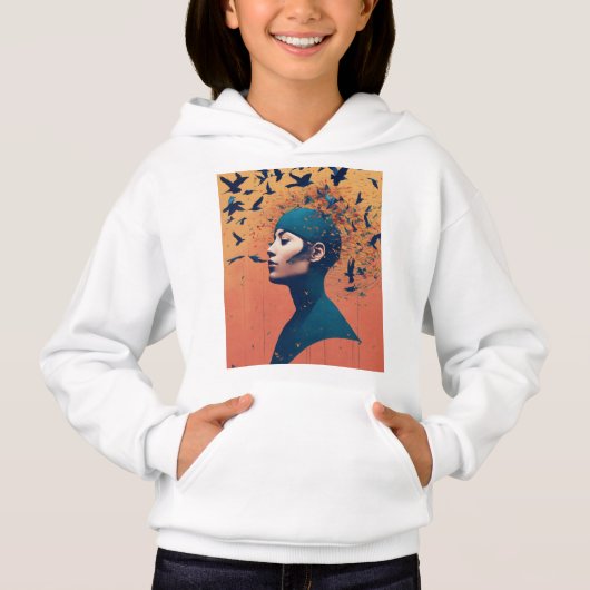 Femme aux oiseaux en Fli T -Shirt (Devant)