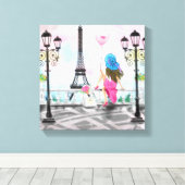 Femme avec Ballon Paris toile Imprimer Tour Eiffel (Insitu (Plancher de Bois))