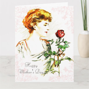 Femme avec carte de voeux Rose