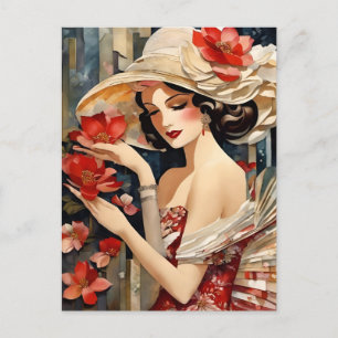 Femme avec carte postale Casquette fantaisie