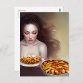 Femme Avec Carte Postale Fries (Devant / Derrière)