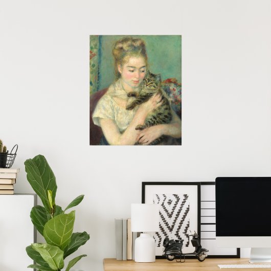 Femme avec chat - Auguste Renoir Poster d'Art (Bureau à domicile)