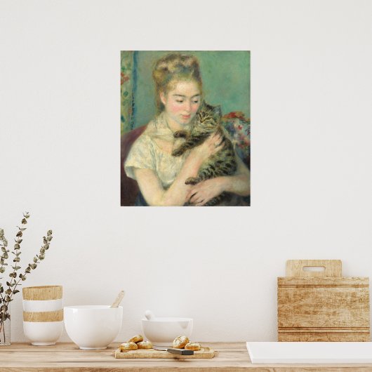 Femme avec chat - Auguste Renoir Poster d'Art (Cuisine)