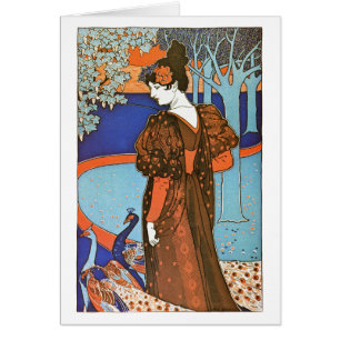 Femme avec des paons - Louis Rhead