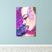 Femme avec impression sur toile Papillon (Insitu (Plancher de Bois))