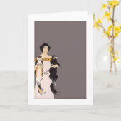 Femme avec la carte de deux chats (Fleur jaune)