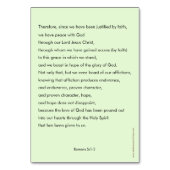 Femme avec la carte de prière Patience, Romains 5 (Dos)