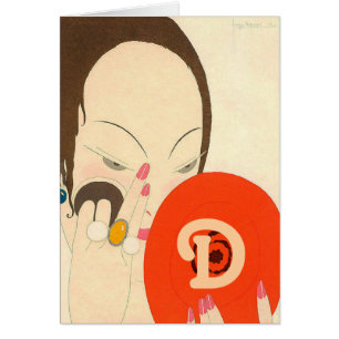 FEMME AVEC MIROIR ROUGE Déco Beauté Maquillage mod