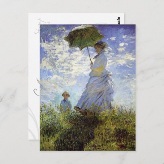 Femme avec Parasol en détail carte postale (Devant / Derrière)