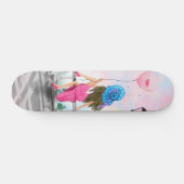 Femme avec Pink Heart Balloon Skateboard cadeau (Horz)