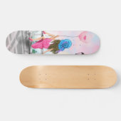 Femme avec Pink Heart Balloon Skateboard cadeau (Horz)