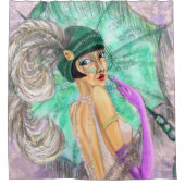 Femme avec rideau de douche à parapluie (Devant)