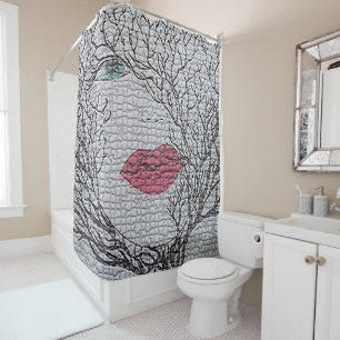 Femme Beauté Douche Rideau Mosaïque Eau Couleur
