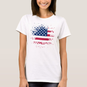 Femme Blanc Basic USA Flag T-shirt