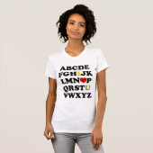 Femme blanche de T-shirt d'alphabet je t'aime (Devant entier)