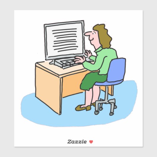 Femme blanche travaillant sur un autocollant d'ord (Feuille)