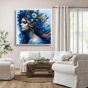 Femme Bleue Élégante Affiche d'Art Tendance