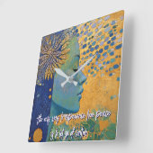 Femme Bleue Laisser Aller Contrôle Horloge Mur (Angle)