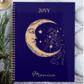 Femme céleste lune & étoiles, boho, or élégant